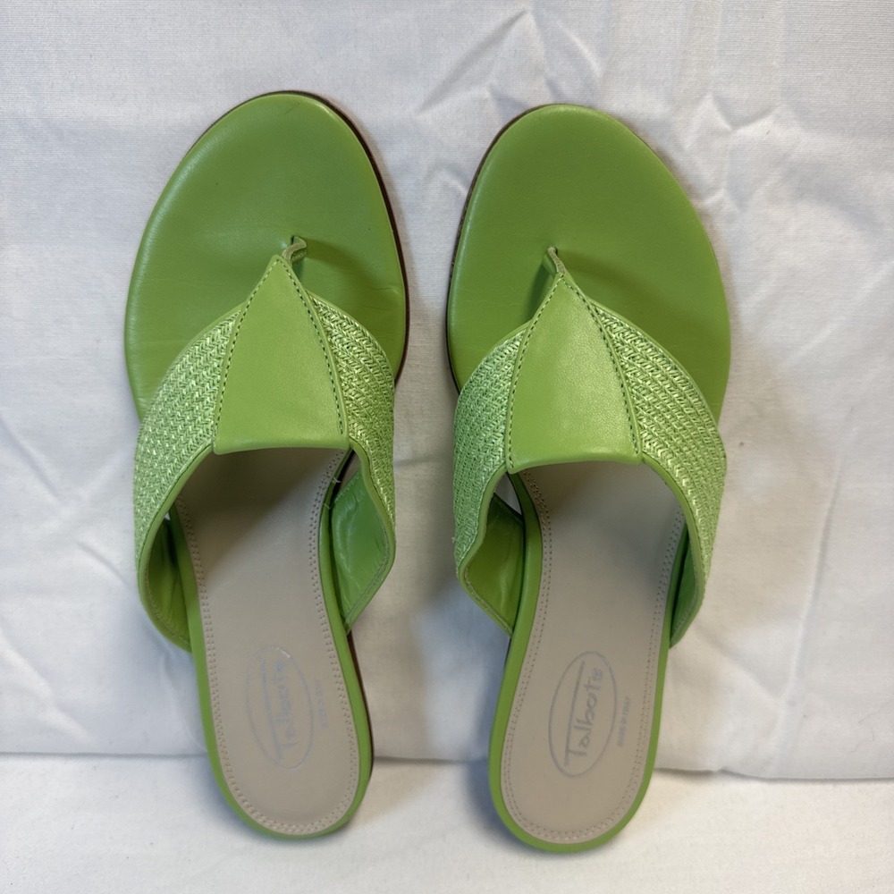 Talbots Women's Leather Green Slide Sandals 6 M